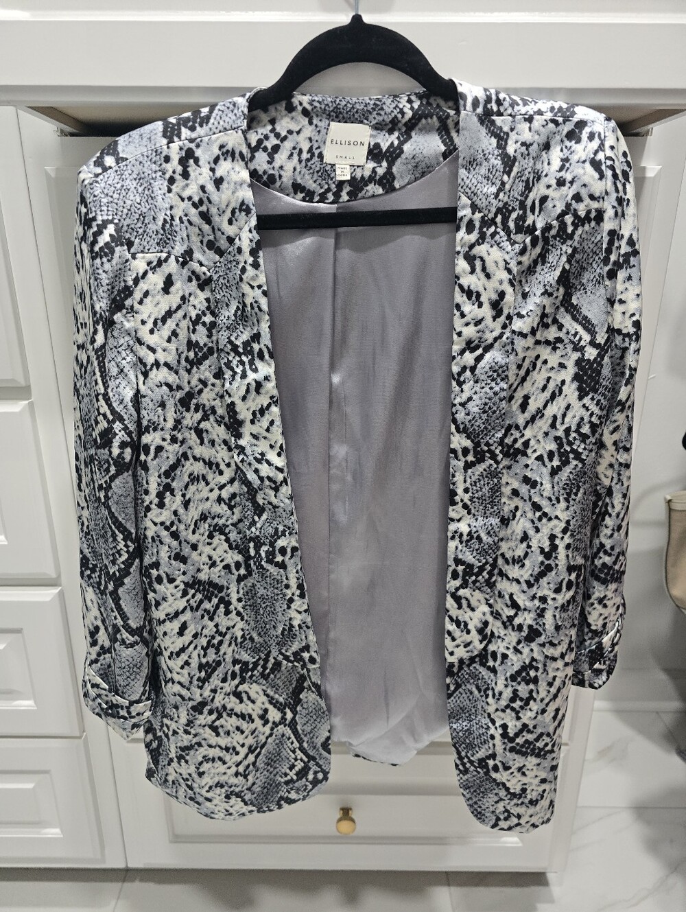 Ellison Snakeskin Print Blazer Small Statement Jacket Office Chic - Picture 3 of 5